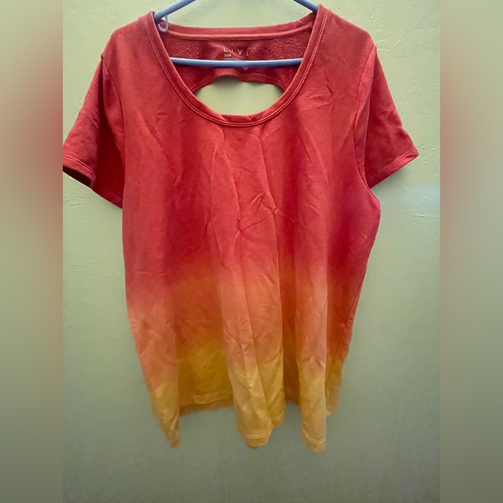 Livi Active Red and Yellow Gradient Short Sleeve Top